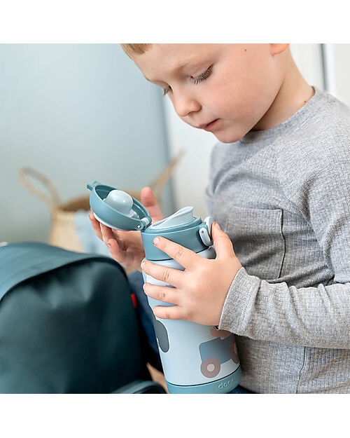 Borraccia Antigoccia Termica per Bambini 340 ml - Tiny Farm - Blu