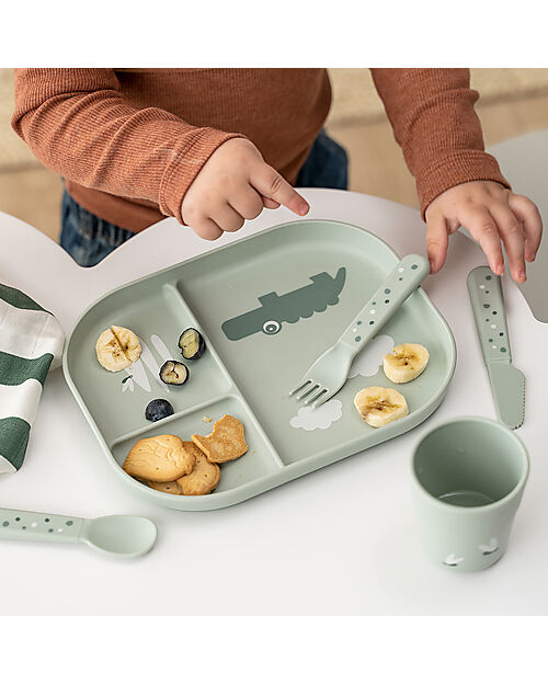 Piatto con Scomparti Foodie - Croco Verde - 100% PP Alimentare