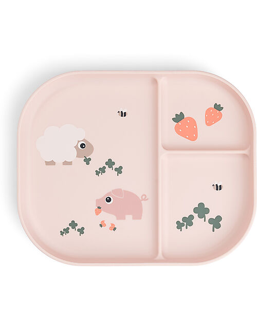 Piatto con Scomparti Tiny Farm - Cipria - 100% PP Alimentare