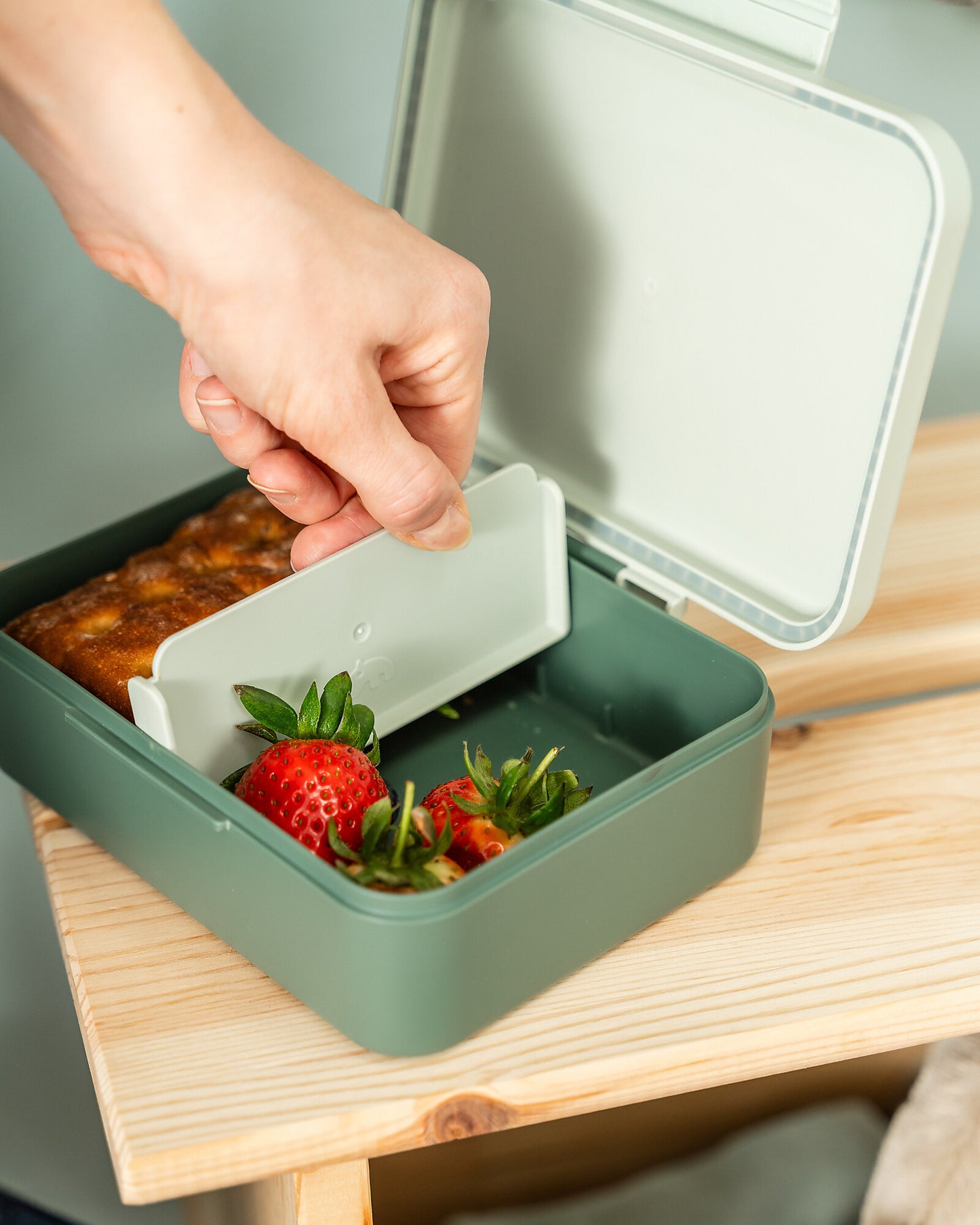 NEW BTS '26 - Portapranzo con Divisorio - Tiny Trails - Verde - 17,5 x 13 x 6,5 cm - 100% PP Alimentare