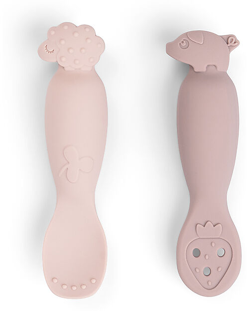 Set 2 Cucchiai da Apprendimento in Silicone - Tiny Farm - Cipria