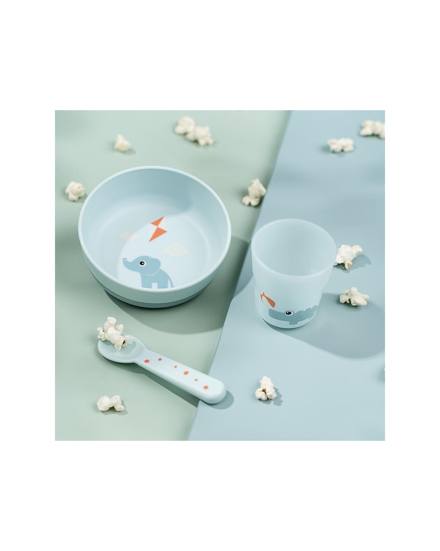 Set Pappa Foodie - Ciotola Bicchiere e Cucchiaio - Elphee & Croco - Blu - 100% PP Alimentare