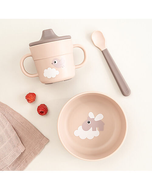 Set Pappa Foodie - Ciotola Tazza e Cucchiaio - Elphee - Rosa - 100% PP