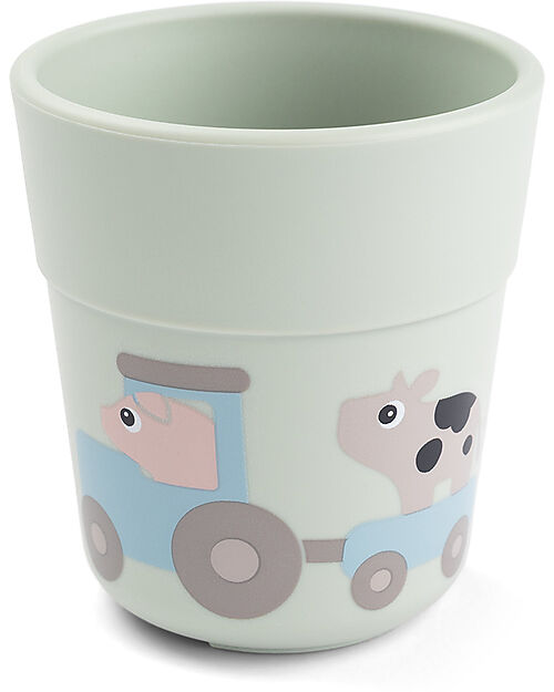 Set Pappa Foodie - Piatto con Scomparti Bicchiere e Posate - Tiny Farm - Verde -