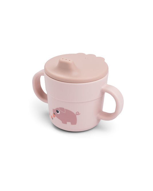 Tazza con Beccuccio e Manici - Tiny Farm - Cipria - 100% Silicone Alimentare