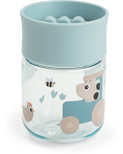 Tazza da Apprendimento con Bordo per Bere a 360° - Antigoccia - Tiny Farm - Blu - 260 ml - 9m+