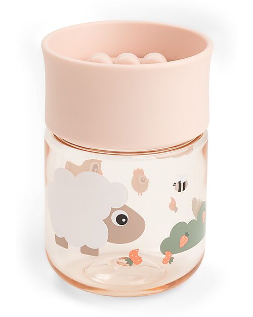 Tazza da Apprendimento con Bordo per Bere a 360° - Antigoccia - Tiny Farm - Cipria - 260 ml - 9m+