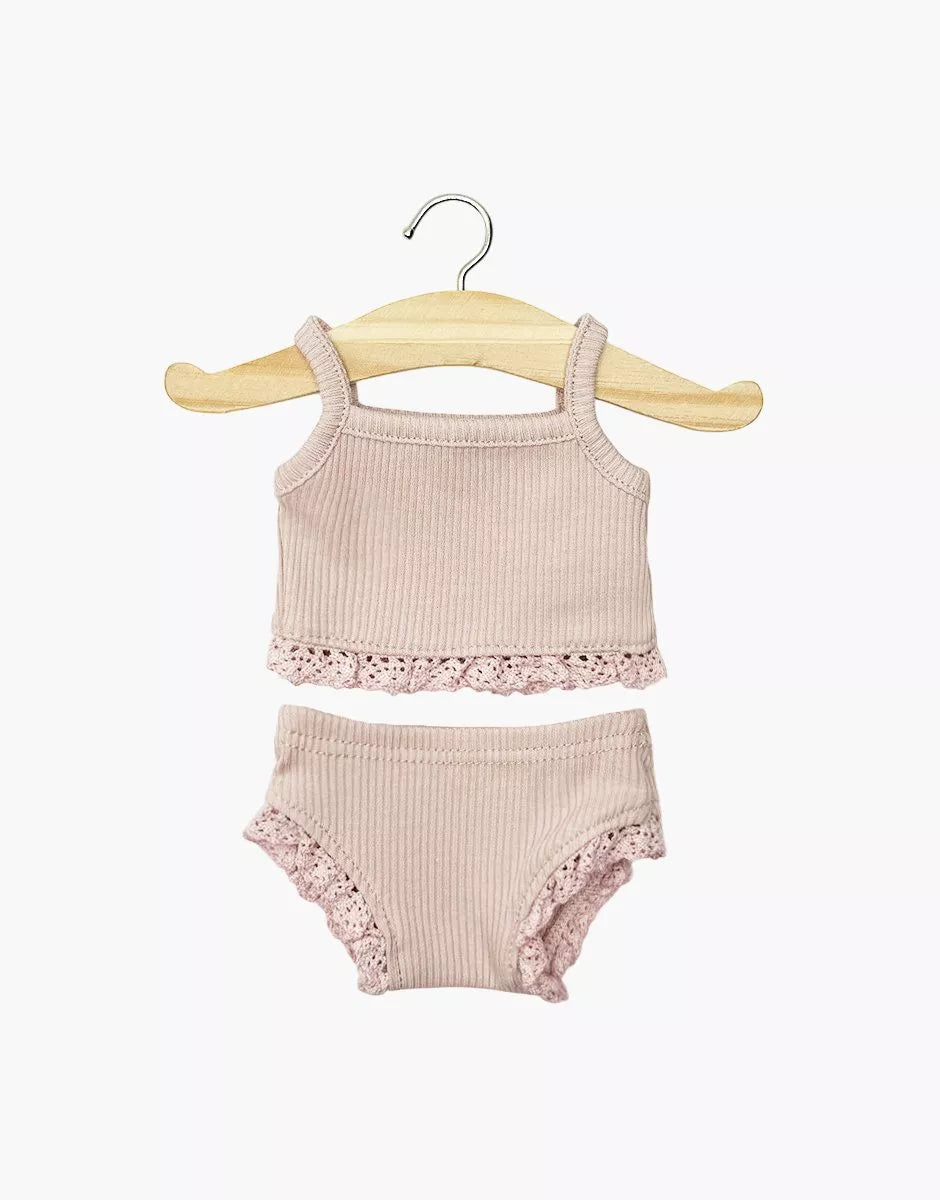 Intimo da bambino in maglia a coste e pizzo rosa orchidea Intimo da bambino in maglia a coste e pizzo rosa orchidea
