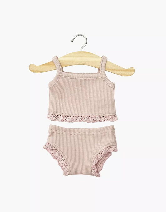 Intimo da bambino in maglia a coste e pizzo rosa orchidea Intimo da bambino in maglia a coste e pizzo rosa orchidea