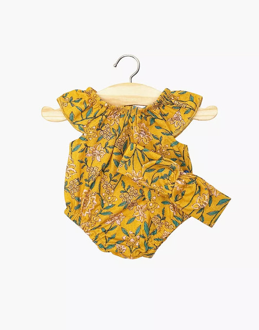 Tutina e fascia di cotone Fiori di vite senape