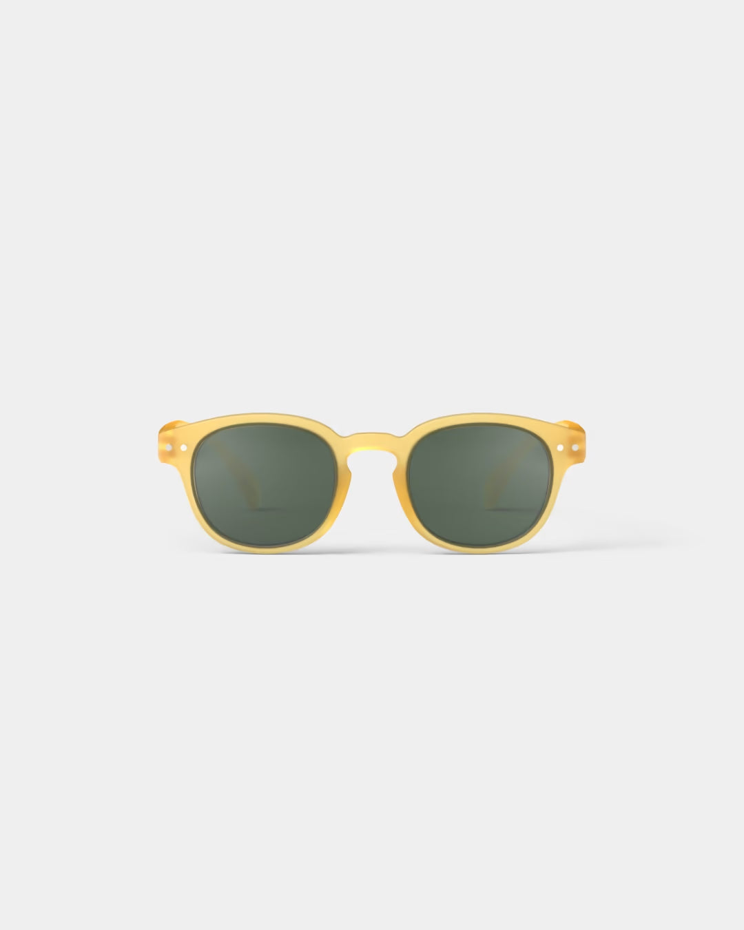 Yellow honey sunglasses for kids aged 5-7 by IZIPIZI, stylish moda eyewear with bright yellow frames and rounded lenses.