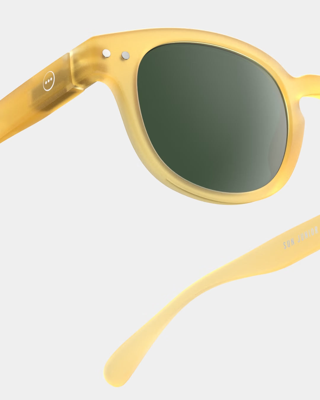 Children's yellow honey IZIPIZI sunglasses for ages 5-7, with fashionable square frames and UV protection.