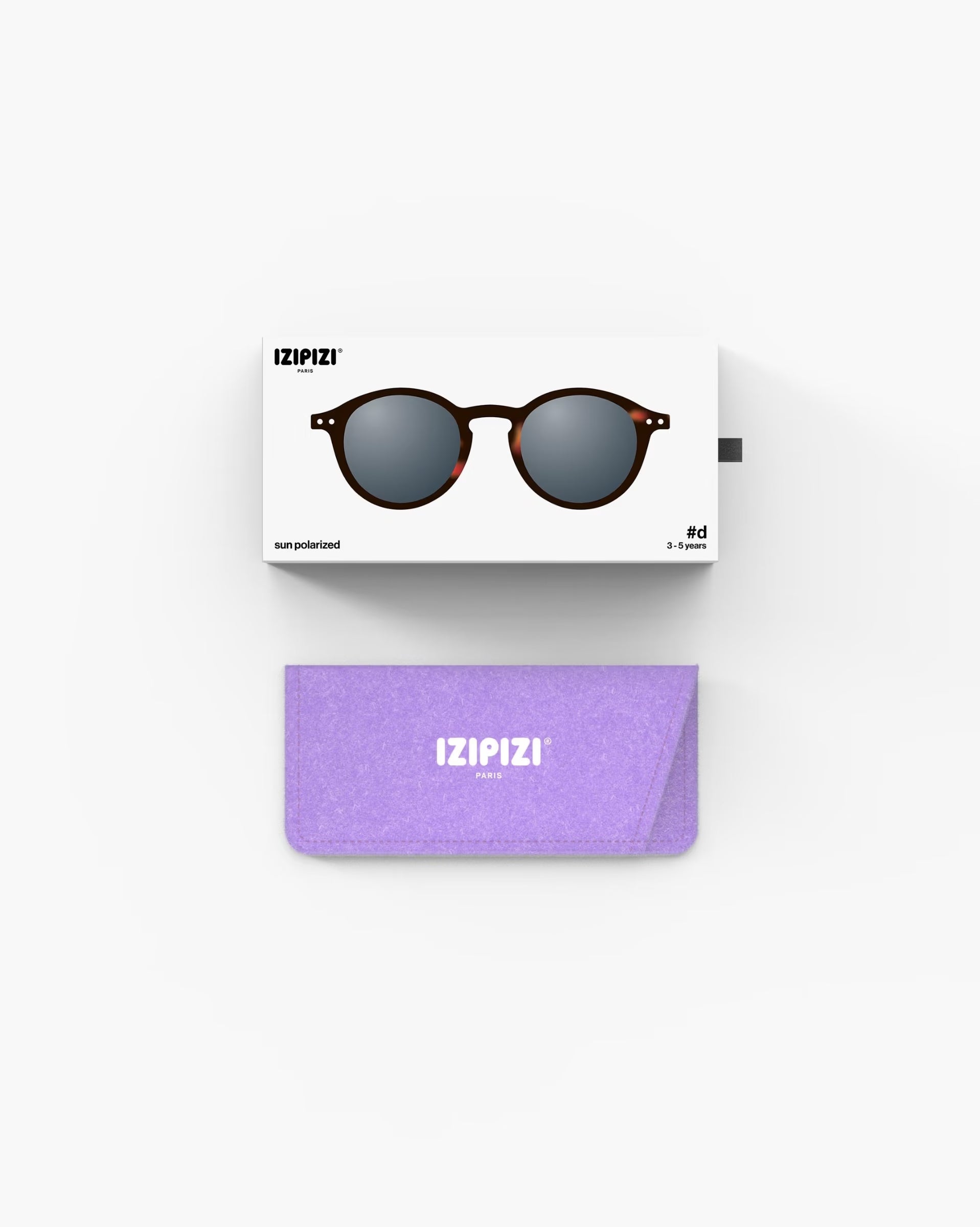 Kids' sunglasses IZIPIZI D Tortoise for ages 3-5, featuring stylish tortoise frame and UV protection, shown from the side.