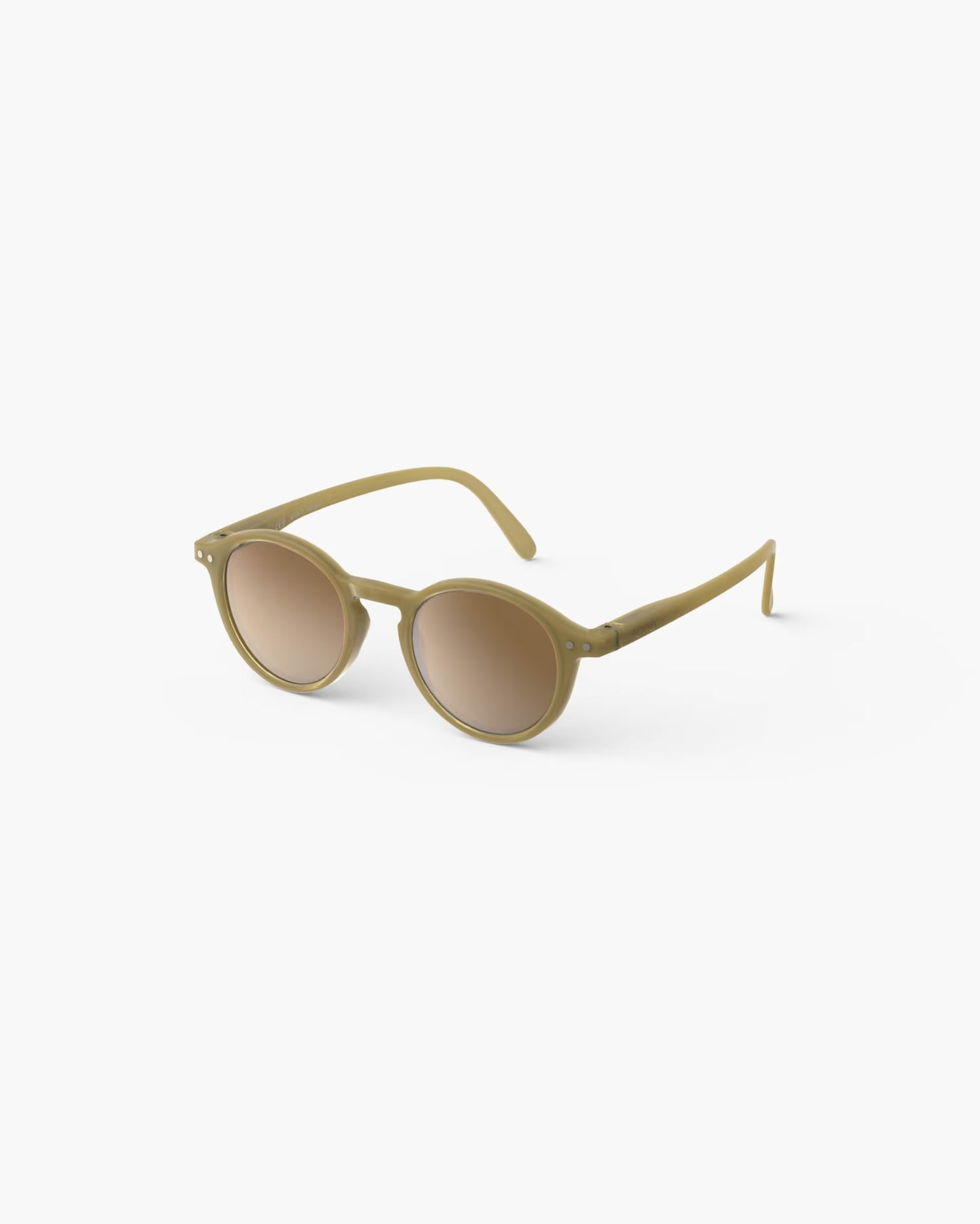 Children's IZIPIZI Olive sunglasses for ages 3-5, stylish kid's mode eyewear with black frames and olive-colored lenses.