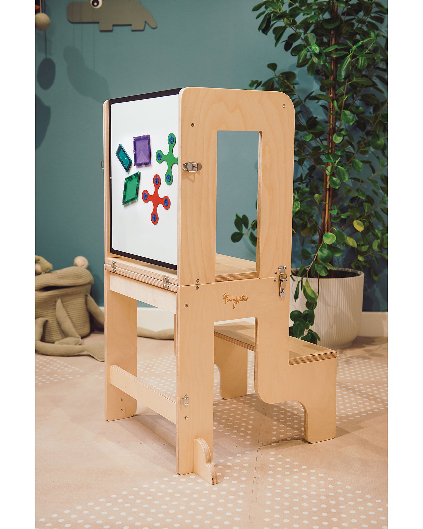 Pagi-Torre Montessori 3 in 1 - Natural - Lavagna Magnetica e Convertibile in Tavolo+Sedia