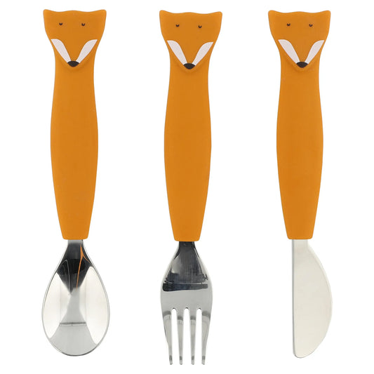 Trixie - Set di 3 posate in silicone Mr. Fox