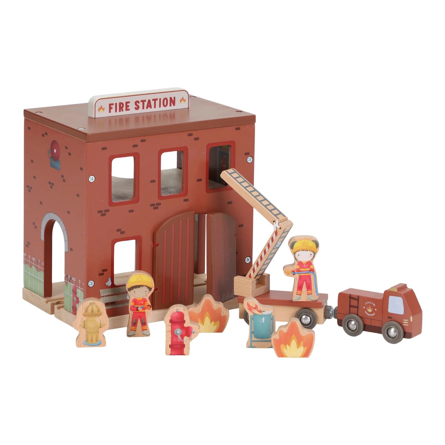 Wooden fire station – Red – Essentials - Scandi Kids Concept Store