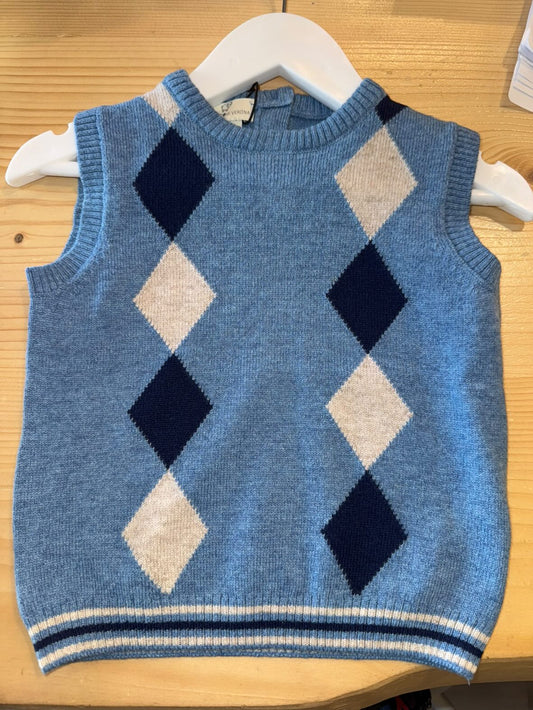 Gilet neonato rombi in pura lana merino ultrafine - Maglificio di Verona
