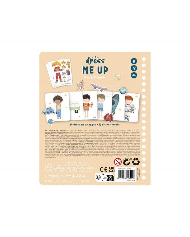 Little Dutch - Libro Dress Me Up Jim &Friends- con Stickers