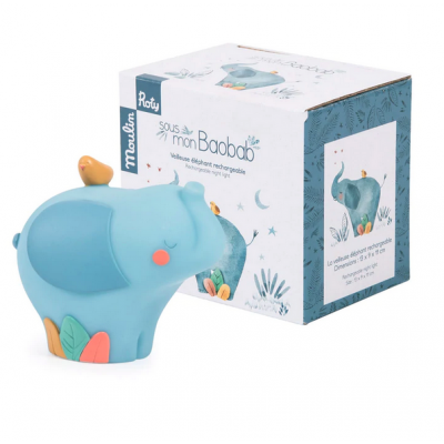 LUCE NOTTURNA night light ELEFANTE sous mon baobab MOULIN ROTY ricaricabile