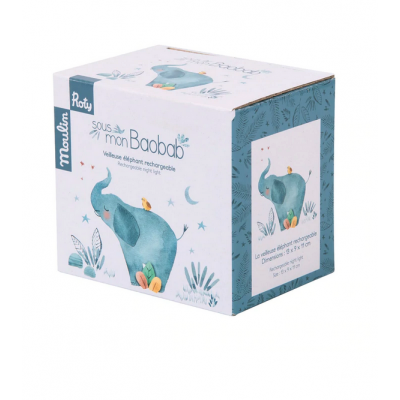 LUCE NOTTURNA night light ELEFANTE sous mon baobab MOULIN ROTY ricaricabile