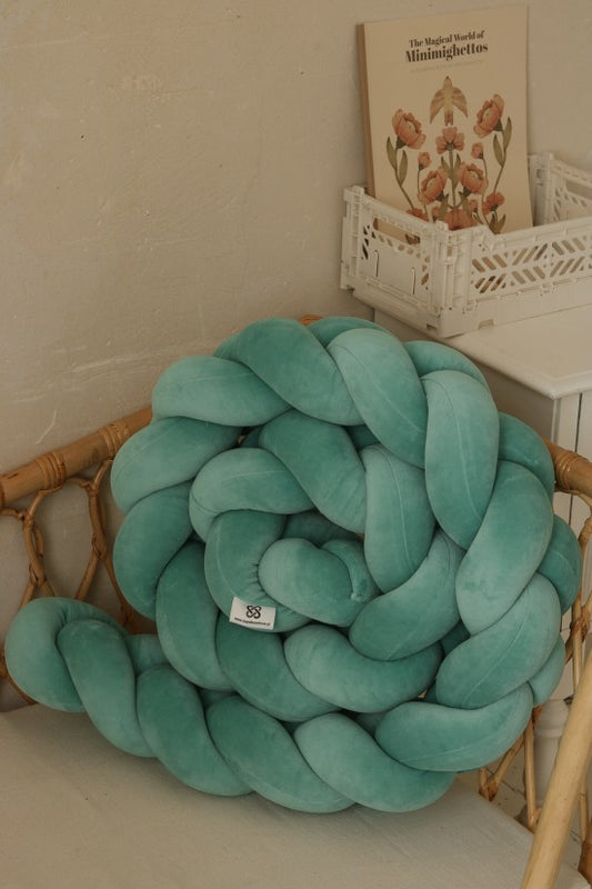 Treccione paracolpi in velluto color menta scuro - 180 cm
