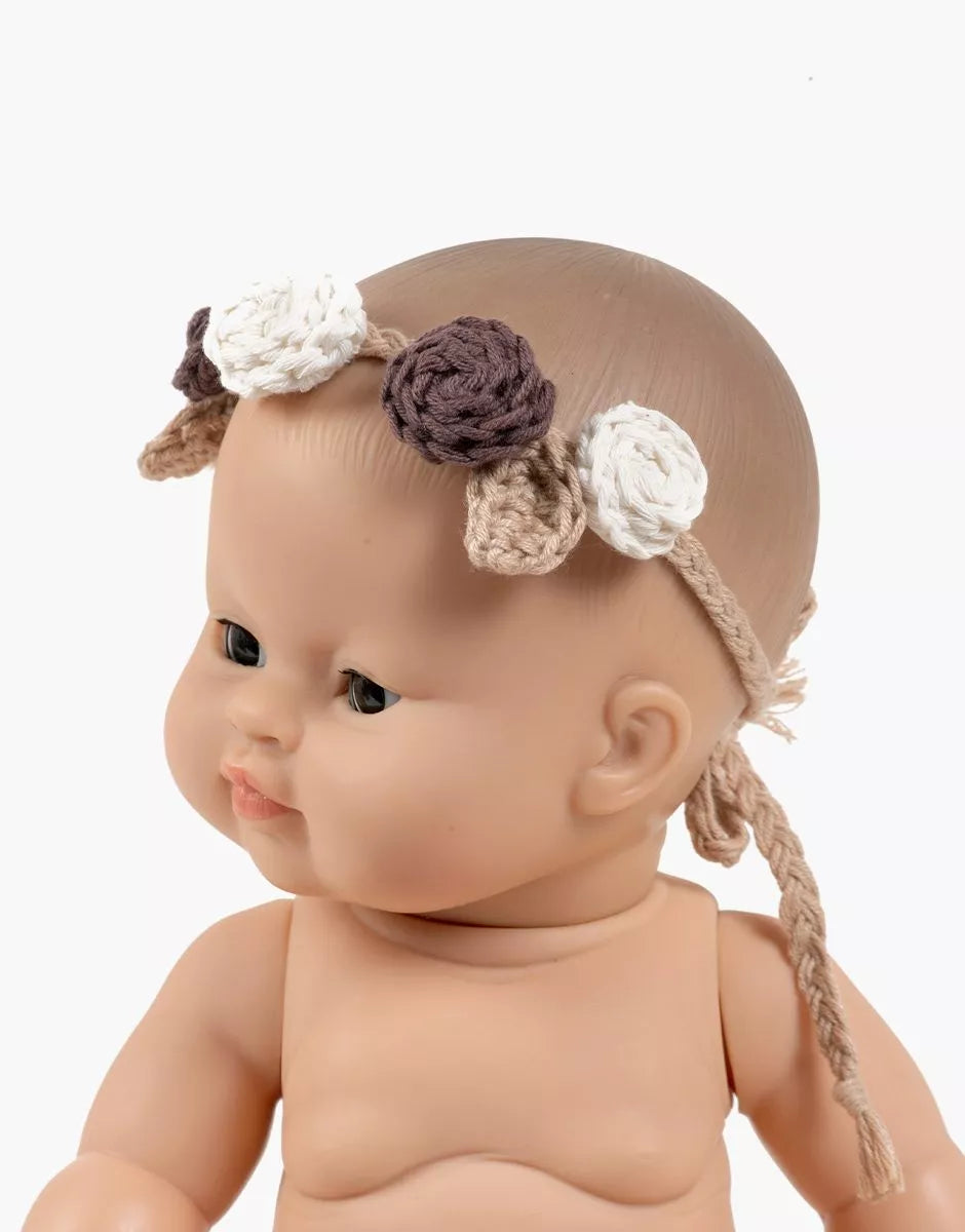 Corona di fiori beige all'uncinetto fatta a mano - Scandi Kids Concept Store