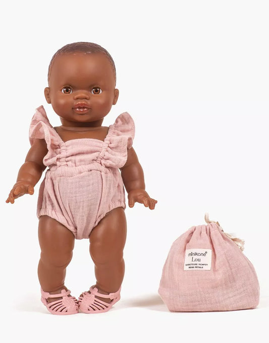 Vestito per bambola minikane -  Tuta retrò Lou in garza di cotone petalo