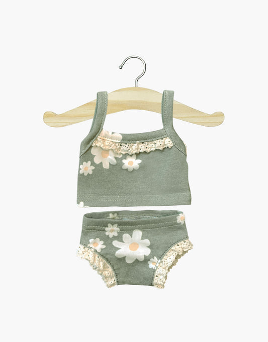 Intimo in jersey per bambina con margherite e pizzo