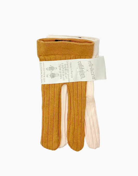 Set di 2 collant color sorbetto/terracotta