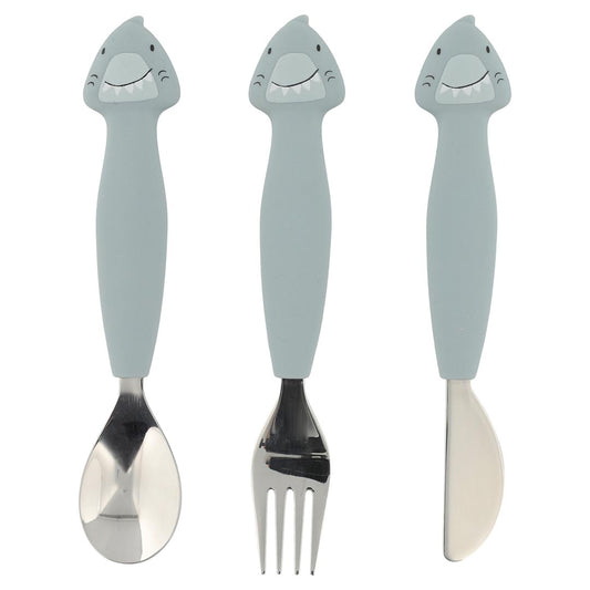 Trixie - Set di 3 posate in silicone Mr. Shark