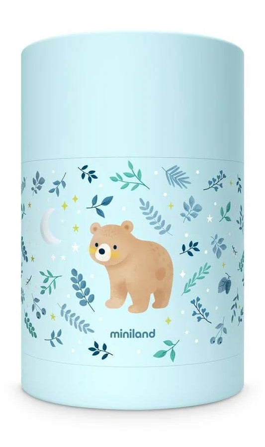 Liste Nascita Palu Thermos Pappa Food Thermy Miniland, insulated food container for children, with colorful design and secure lid.