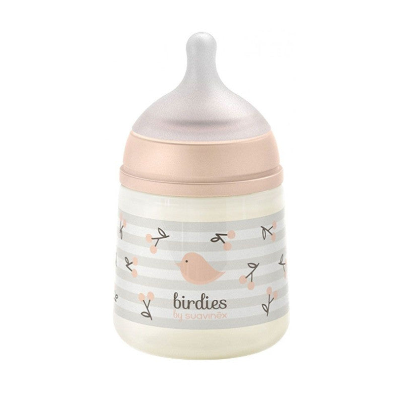 Suavinex Birdies Biberon Tettarella Simmetrica Flusso Lento 150 Ml Colore Rosa
