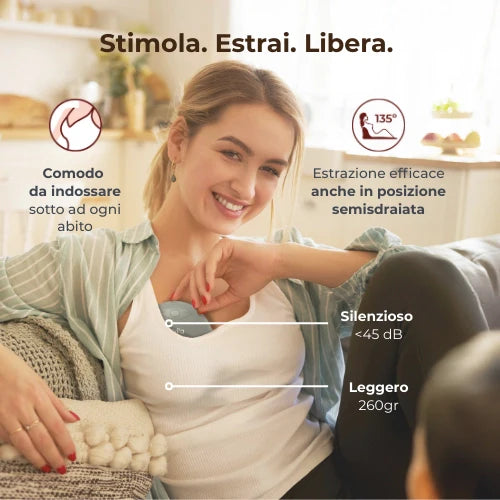 Cugre -Tiralatte elettrico indossabile singolo a 3 fasi - Materno Flow 1264W